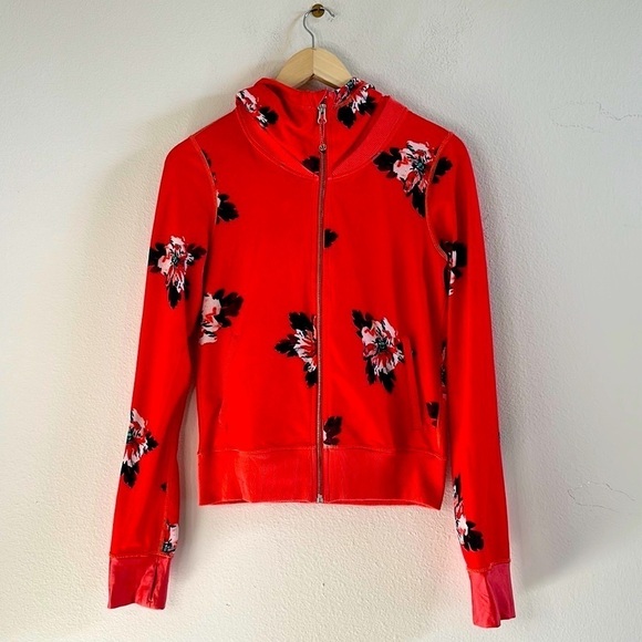 lululemon athletica Tops - Lululemon Namaskar Hoodie Atomic Flower Parfait Pink Atomic Red size 4